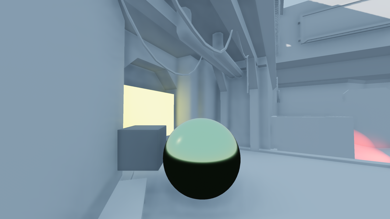 SSIL 的实际应用（没有任何其他 GI 技术）。 注意黄色盒子周围的自发光。