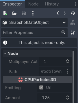A selected class instance being viewed in the inspector